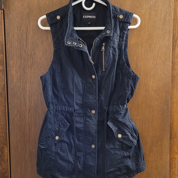Express Jackets & Blazers - Express Women's Black Utility Vest Cinched Waist Quilted Gothic Grunge Street SM